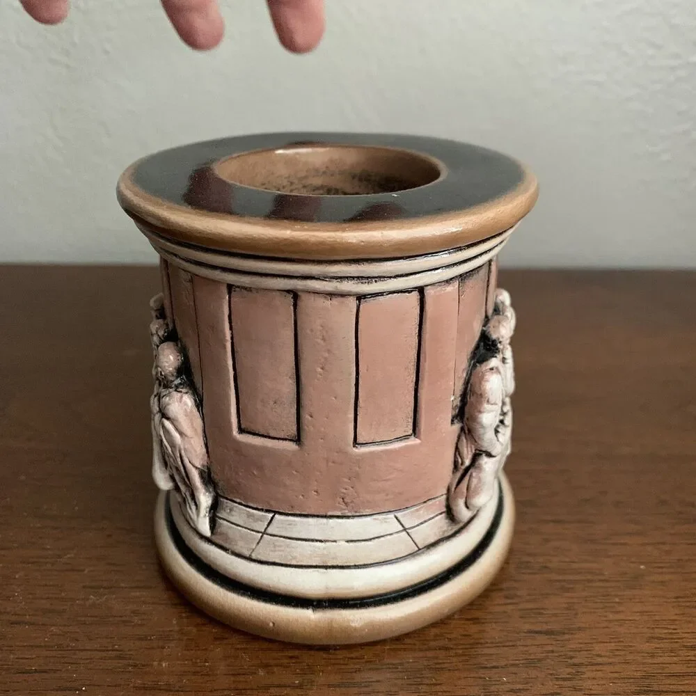 Ceramic Last Supper Tea Light Candle Holder Christmas Scene Column Heavy